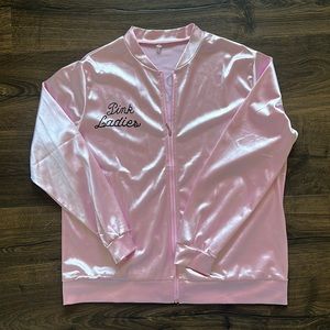 Large “pink ladies grease movie” Halloween zip up pink jacket